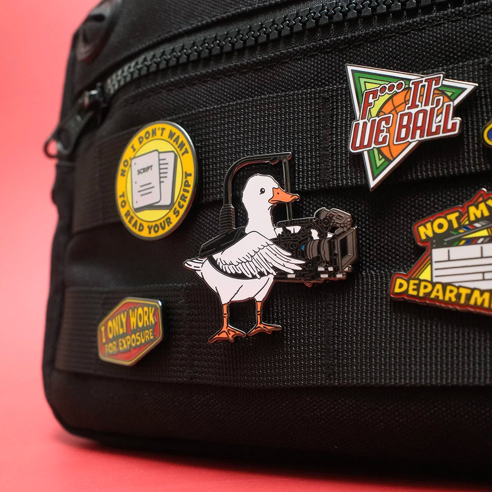 motionpicturepeels hard enamel pin rubber clutch f it we ball funny filmmaking filmmaker set life not my department no i dont want to read your script i only work for exposure yeah im an ac always crying Cinematographer Duck Pin