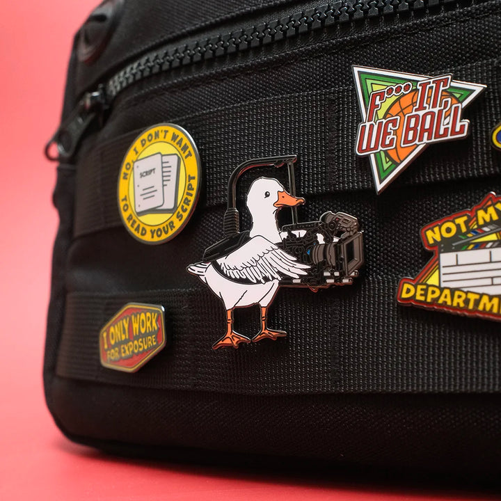 motionpicturepeels hard enamel pin rubber clutch f it we ball funny filmmaking filmmaker set life not my department no i dont want to read your script i only work for exposure yeah im an ac always crying Cinematographer Duck Pin