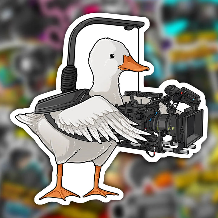 Sticker matte duck stickers. embroidered patches. velcro patches. funny stickers. Funny filmmaker stickers. Funny patches. Camera Stickers. Filmmaker Stickers. Filmmaking Stickers. Movie set memes. Movie set humor. film memes. filmmaker memes. filmmaking memes. dop duck directory of photography sticker