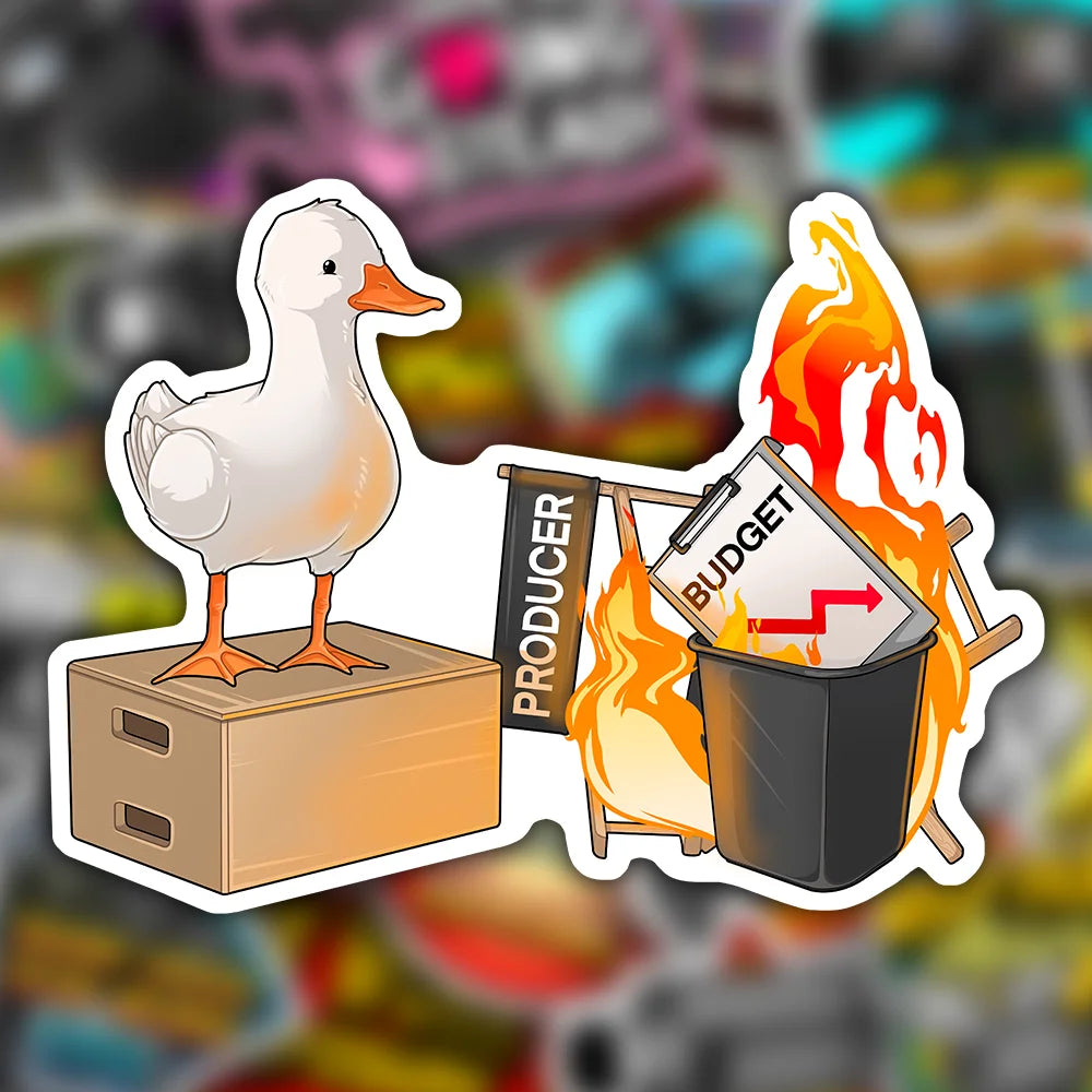 Sticker matte duck stickers. embroidered patches. velcro patches. funny stickers. Funny filmmaker stickers. Funny patches. Camera Stickers. Filmmaker Stickers. Filmmaking Stickers. Movie set memes. Movie set humor. film memes. filmmaker memes. filmmaking memes. dop duck directory of photography sticker producer duck